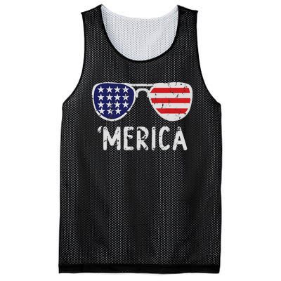 Merica Sunglasses 4th Of July Usa Pride Mesh Reversible Basketball Jersey Tank