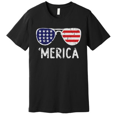 Merica Sunglasses 4th Of July Usa Pride Premium T-Shirt