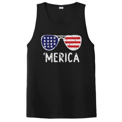 Merica Sunglasses 4th Of July Usa Pride PosiCharge Competitor Tank