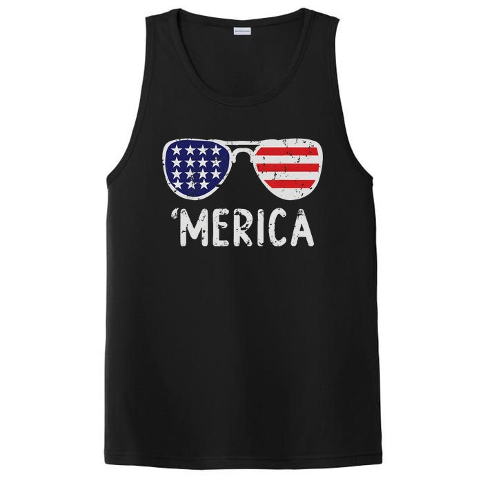 Merica Sunglasses 4th Of July Usa Pride PosiCharge Competitor Tank