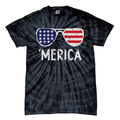 Merica Sunglasses 4th Of July Usa Pride Tie-Dye T-Shirt