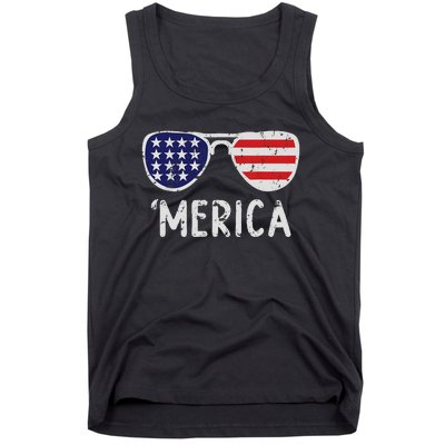 Merica Sunglasses 4th Of July Usa Pride Tank Top