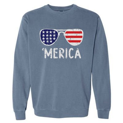 Merica Sunglasses 4th Of July Usa Pride Garment-Dyed Sweatshirt