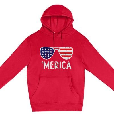 Merica Sunglasses 4th Of July Usa Pride Premium Pullover Hoodie