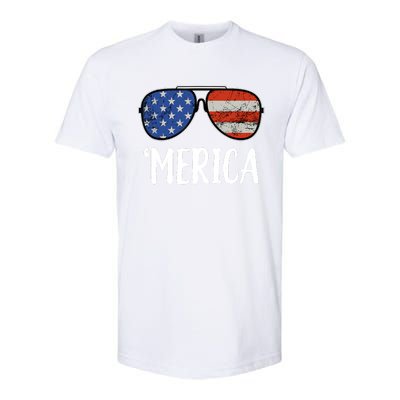 Merica Sunglasses 4th Of July USA American Flag Softstyle® CVC T-Shirt