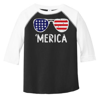 Merica Sunglasses 4th Of July Usa Toddler Fine Jersey T-Shirt