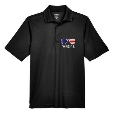 Merica Sunglasses 4th Of July Usa Men's Origin Performance Piqué Polo