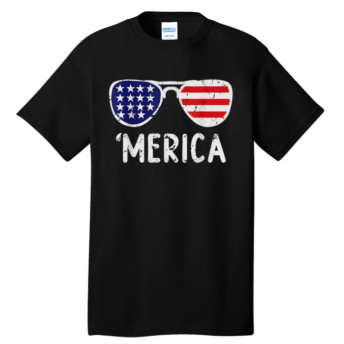 Merica Sunglasses 4th Of July Usa Tall T-Shirt