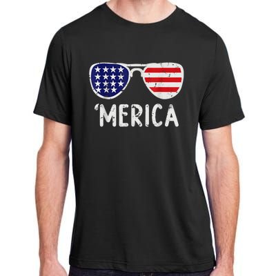 Merica Sunglasses 4th Of July Usa Adult ChromaSoft Performance T-Shirt