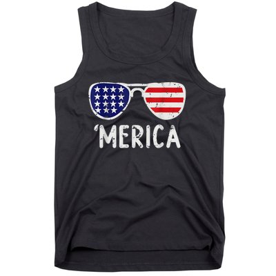 Merica Sunglasses 4th Of July Usa Tank Top