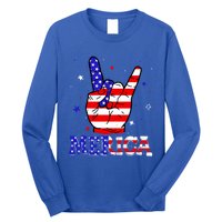 Merica Sign 4th Of July Vintage America Flag Retro Usa Funny Gift Long Sleeve Shirt