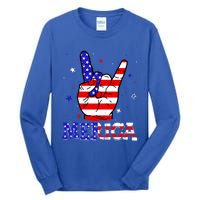 Merica Sign 4th Of July Vintage America Flag Retro Usa Funny Gift Tall Long Sleeve T-Shirt