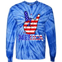 Merica Sign 4th Of July Vintage America Flag Retro Usa Funny Gift Tie-Dye Long Sleeve Shirt