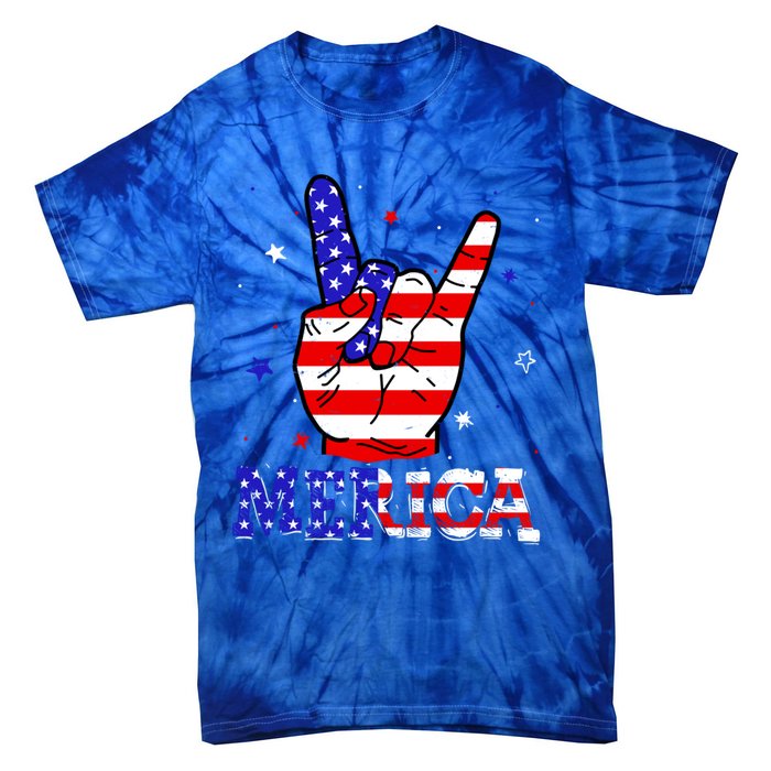 Merica Sign 4th Of July Vintage America Flag Retro Usa Funny Gift Tie-Dye T-Shirt