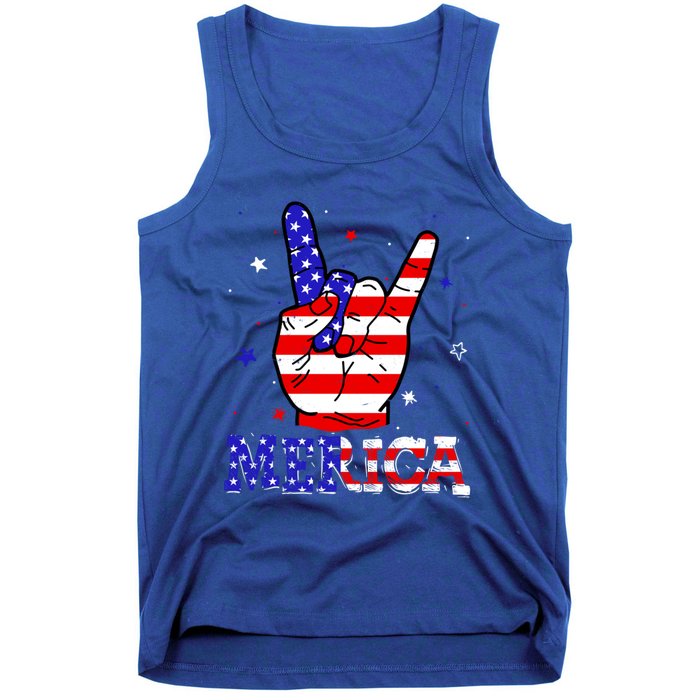 Merica Sign 4th Of July Vintage America Flag Retro Usa Funny Gift Tank Top