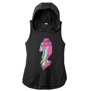 Mermaid Swimming. 80s. Colors. 1980s. Ladies PosiCharge Tri-Blend Wicking Draft Hoodie Tank