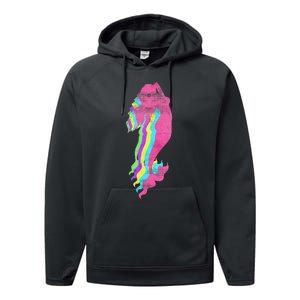 Mermaid Swimming. 80s. Colors. 1980s. Performance Fleece Hoodie