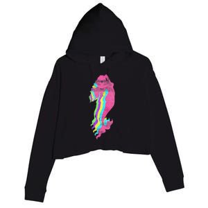 Mermaid Swimming. 80s. Colors. 1980s. Crop Fleece Hoodie