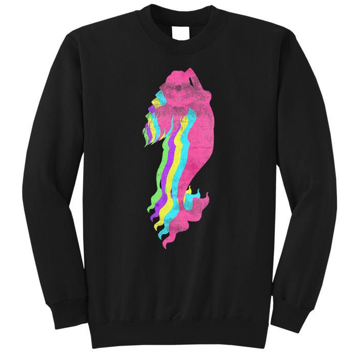 Mermaid Swimming. 80s. Colors. 1980s. Tall Sweatshirt