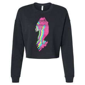 Mermaid Swimming. 80s. Colors. 1980s. Cropped Pullover Crew