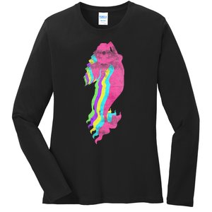 Mermaid Swimming. 80s. Colors. 1980s. Ladies Long Sleeve Shirt