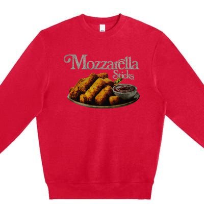 Mozzarella Sticks 90S  Mozzarella Stick Lover Bread Premium Crewneck Sweatshirt