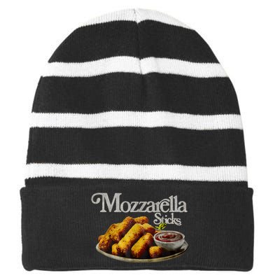 Mozzarella Sticks 90S Mozzarella Stick Lover Bread Striped Beanie with Solid Band