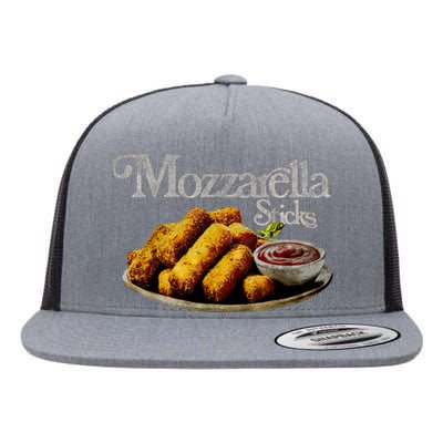 Mozzarella Sticks 90s Mozzarella Stick Lover Bread Flat Bill Trucker Hat