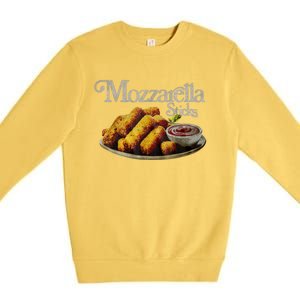 Mozzarella Sticks 90s Mozzarella Stick Lover Bread Premium Crewneck Sweatshirt