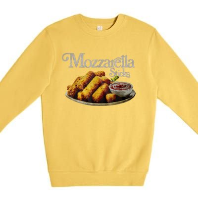 Mozzarella Sticks 90s Mozzarella Stick Lover Bread Premium Crewneck Sweatshirt