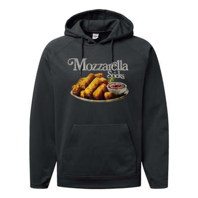 Mozzarella Sticks 90s Mozzarella Stick Lover Bread Performance Fleece Hoodie