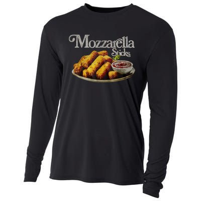 Mozzarella Sticks 90s Mozzarella Stick Lover Bread Cooling Performance Long Sleeve Crew