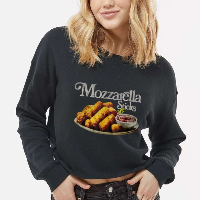 Mozzarella Sticks 90s Mozzarella Stick Lover Bread Cropped Pullover Crew