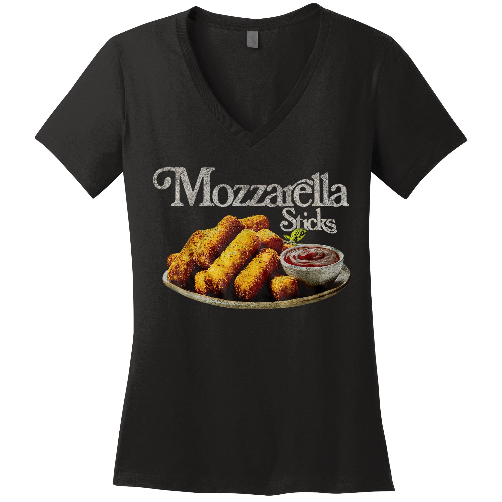 Mozzarella Sticks 90s Mozzarella Stick Lover Bread Women's V-Neck T-Shirt