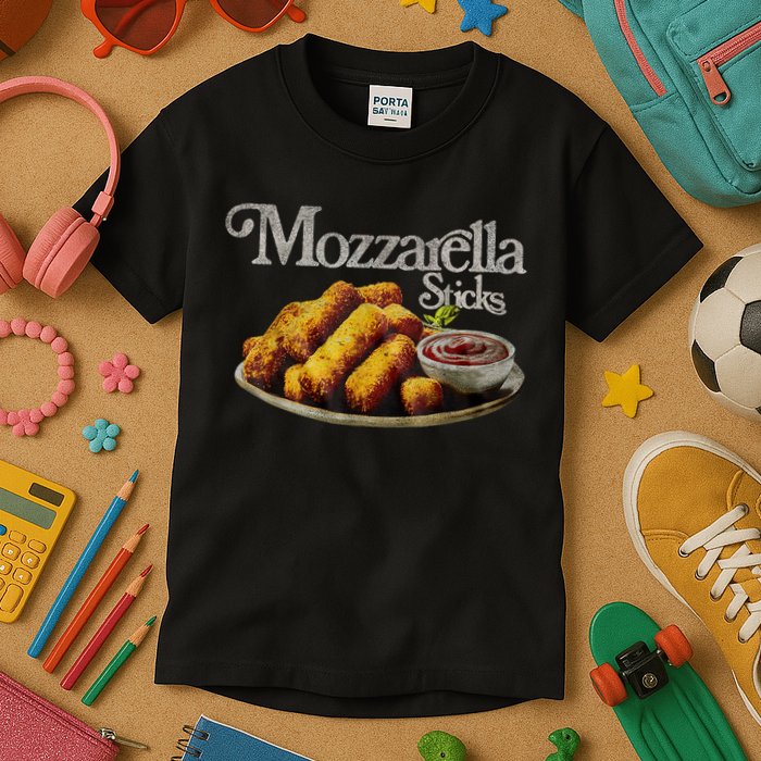 Mozzarella Sticks 90s Mozzarella Stick Lover Bread Kids T-Shirt