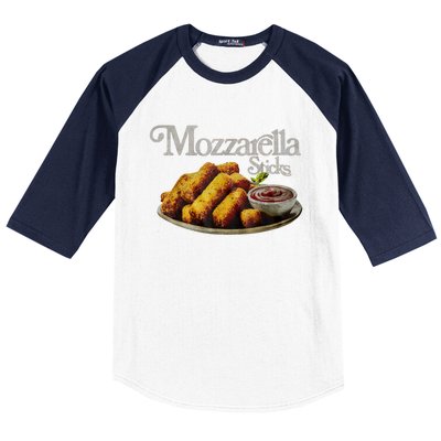 Mozzarella Sticks 90s Mozzarella Stick Lover Bread Baseball Sleeve Shirt