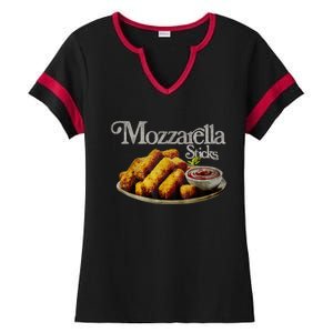 Mozzarella Sticks 90s Mozzarella Stick Lover Bread Ladies Halftime Notch Neck Tee