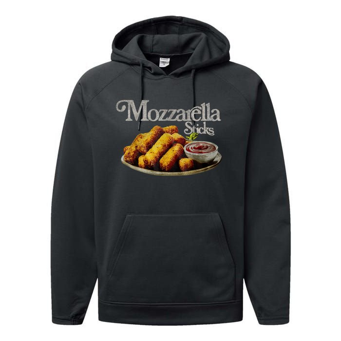 Mozzarella Sticks 90s Mozzarella Stick Lover Bread Performance Fleece Hoodie