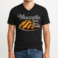 Mozzarella Sticks 90s Mozzarella Stick Lover Bread V-Neck T-Shirt