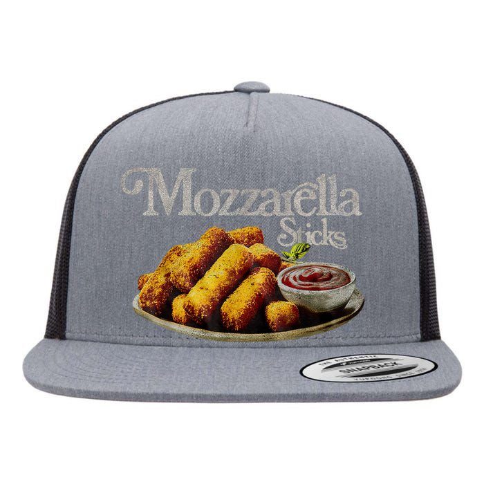 Mozzarella Sticks 90s Mozzarella Stick Lover Bread Flat Bill Trucker Hat