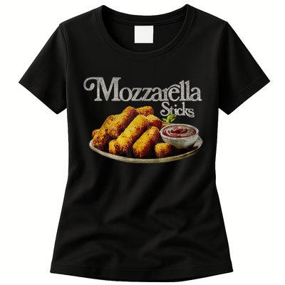 Mozzarella Sticks 90s Mozzarella Stick Lover Bread Womens T-Shirt