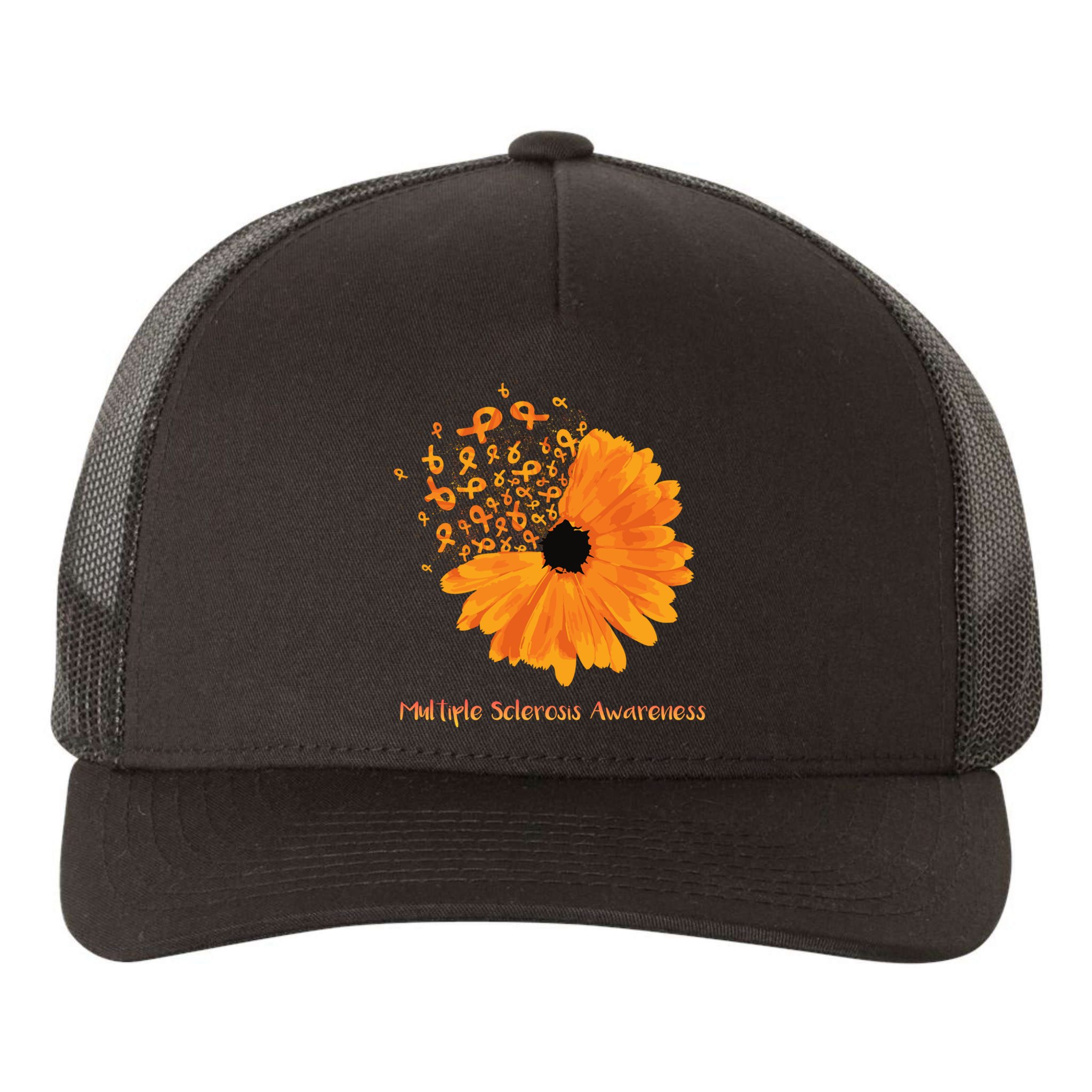 Multiple Sclerosis Awareness Ribbon Flower Ms Hope Fighter Gift Yupoong Adult 5-Panel Trucker Hat