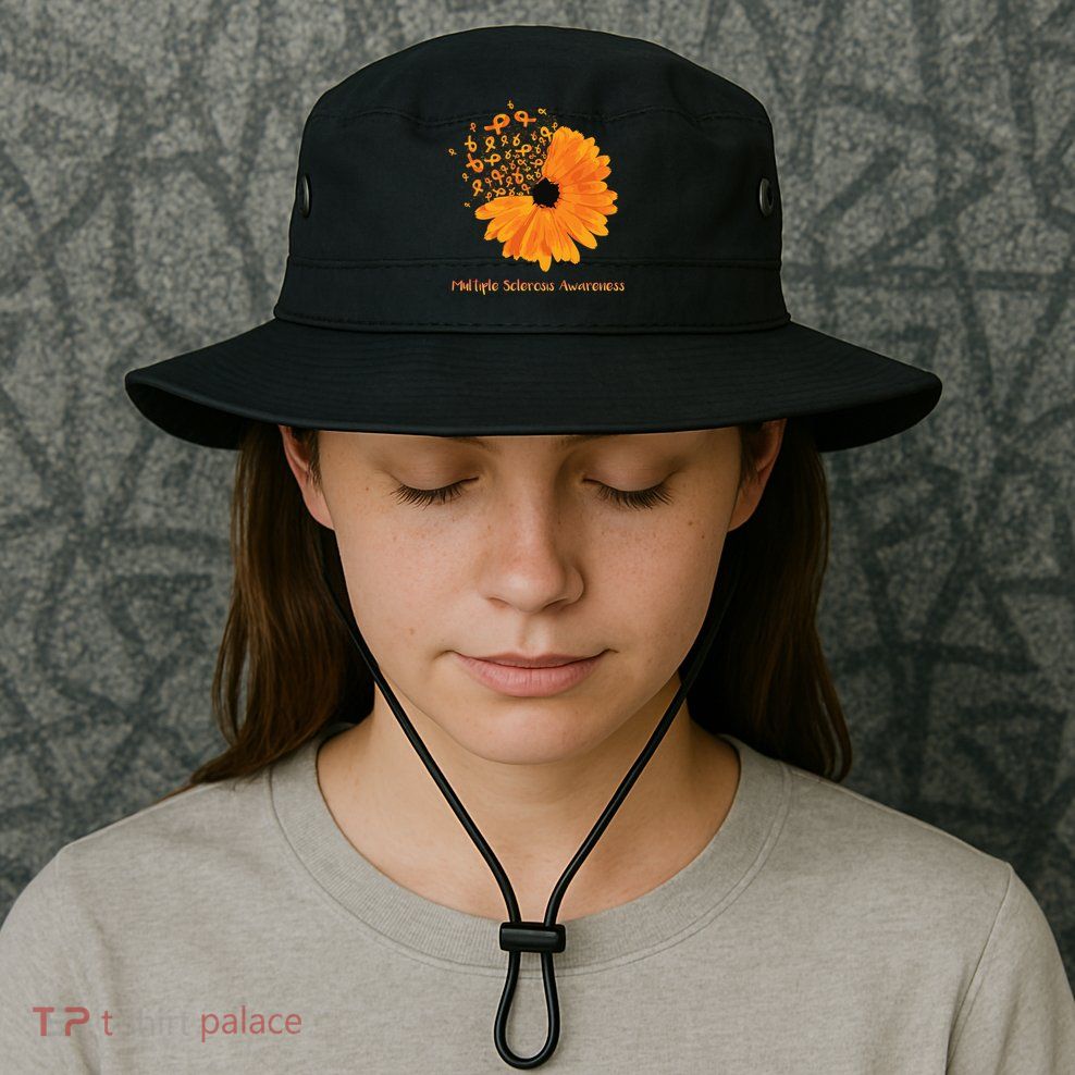 Multiple Sclerosis Awareness Ribbon Flower Ms Hope Fighter Gift Bucket Hat