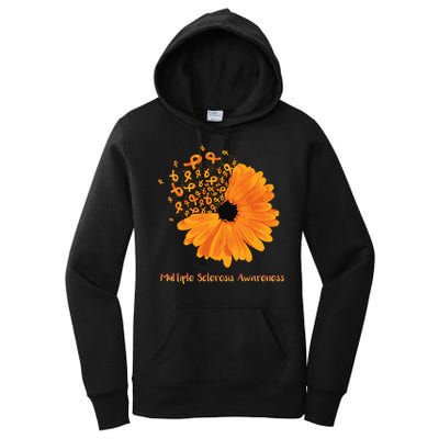 Multiple Sclerosis Awareness Ribbon Flower Ms Hope Fighter Gift Women's Pullover Hoodie