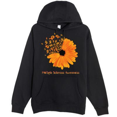 Multiple Sclerosis Awareness Ribbon Flower Ms Hope Fighter Gift Premium Pullover Hoodie
