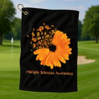 Multiple Sclerosis Awareness Ribbon Flower Ms Hope Fighter Gift Golf Towel