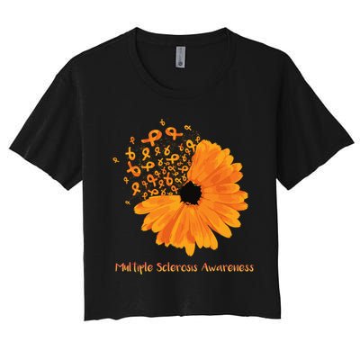 Multiple Sclerosis Awareness Ribbon Flower Ms Hope Fighter Gift Crop Top