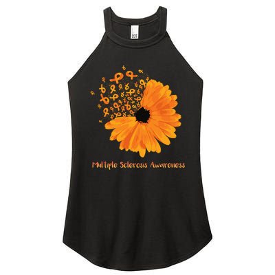 Multiple Sclerosis Awareness Ribbon Flower Ms Hope Fighter Gift Women's Perfect Tri Rocker Tank