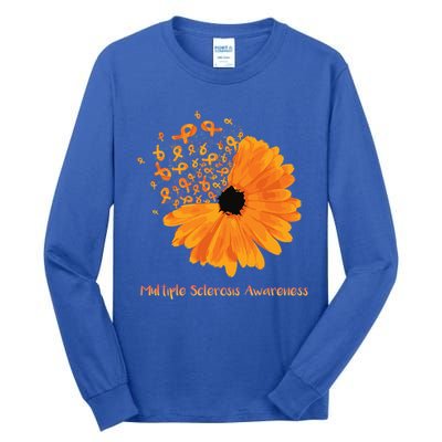 Multiple Sclerosis Awareness Ribbon Flower Ms Hope Fighter Gift Tall Long Sleeve T-Shirt