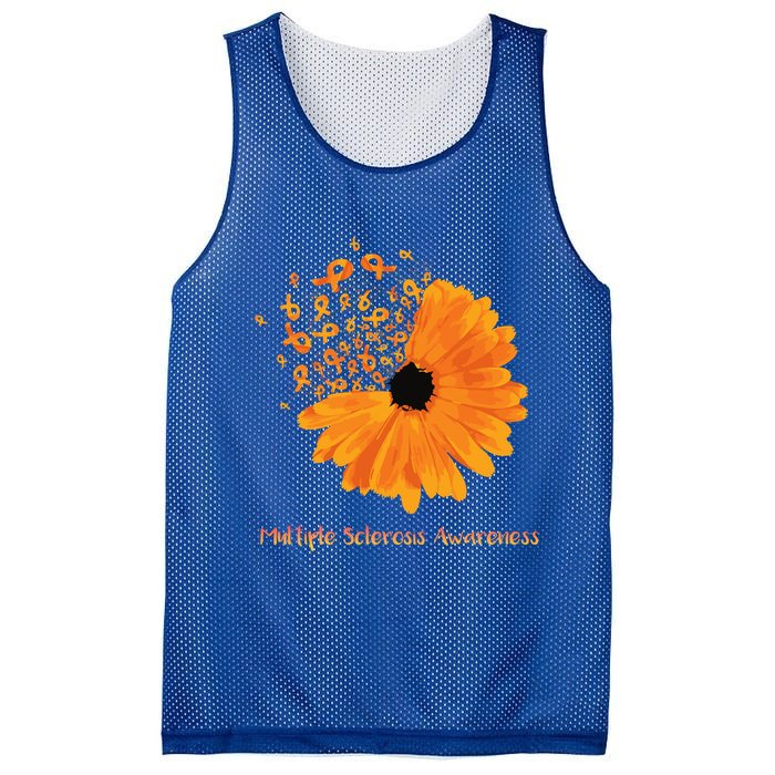 Multiple Sclerosis Awareness Ribbon Flower Ms Hope Fighter Gift Mesh Reversible Basketball Jersey Tank